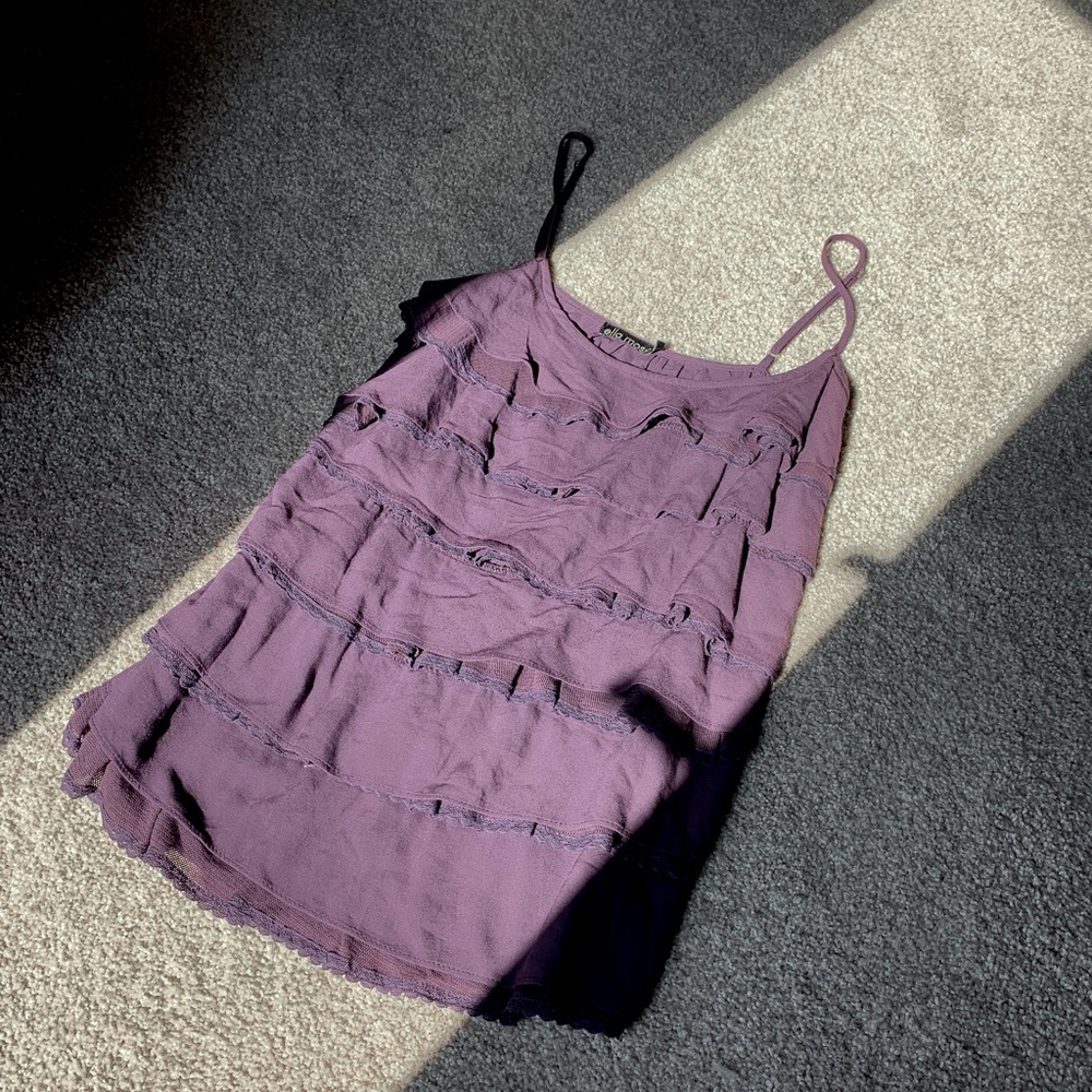 ELLA MOSS Ruffles Purple Linen Tank